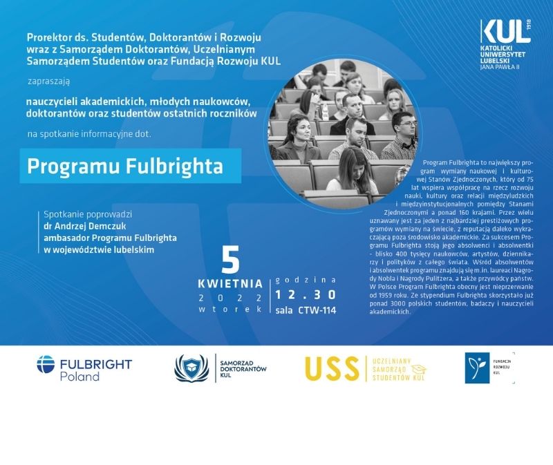Zaproszenie na spotkanie informacyjne Programu Fulbrighta
